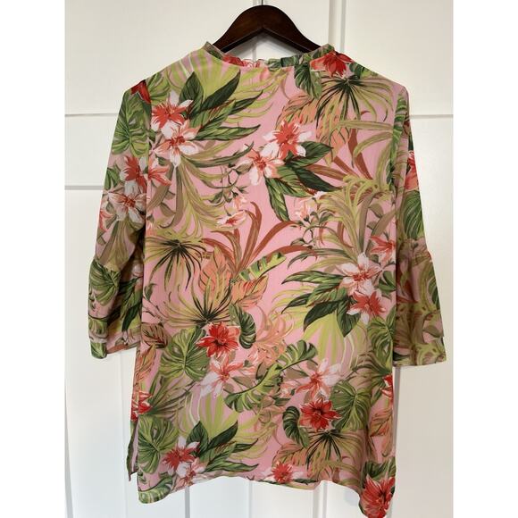 J.Jill Paradise Tropical Floral Print Tunic Top Size Small Petite - Picture 5 of 10